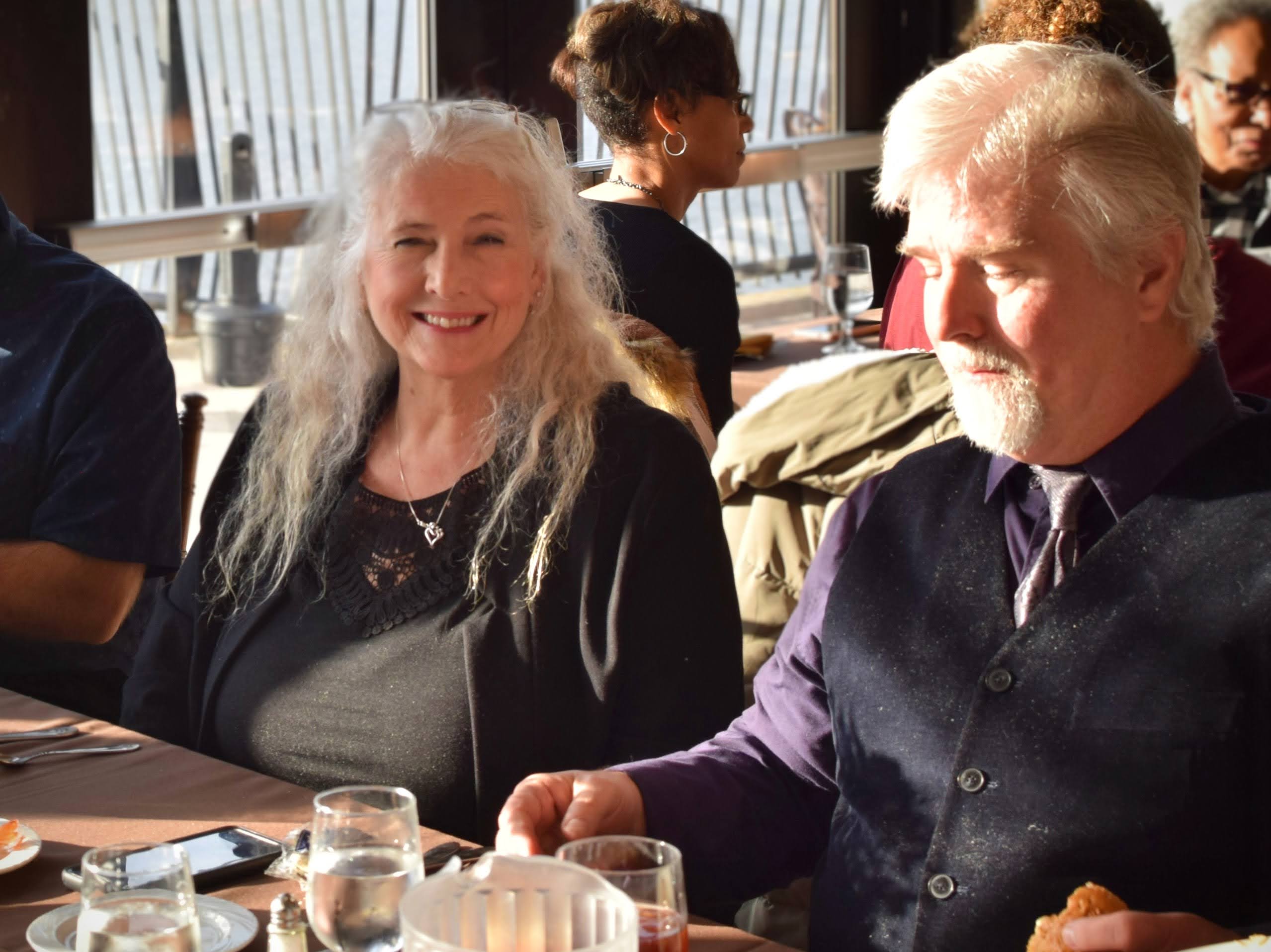 My mother and father at dinner